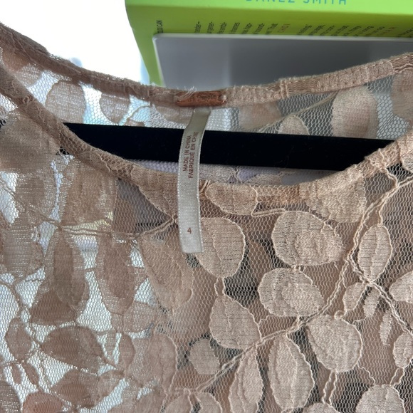 Free People Floral Lace Mesh Dress in Pale Pink in Four (4) - Picture 4 of 5